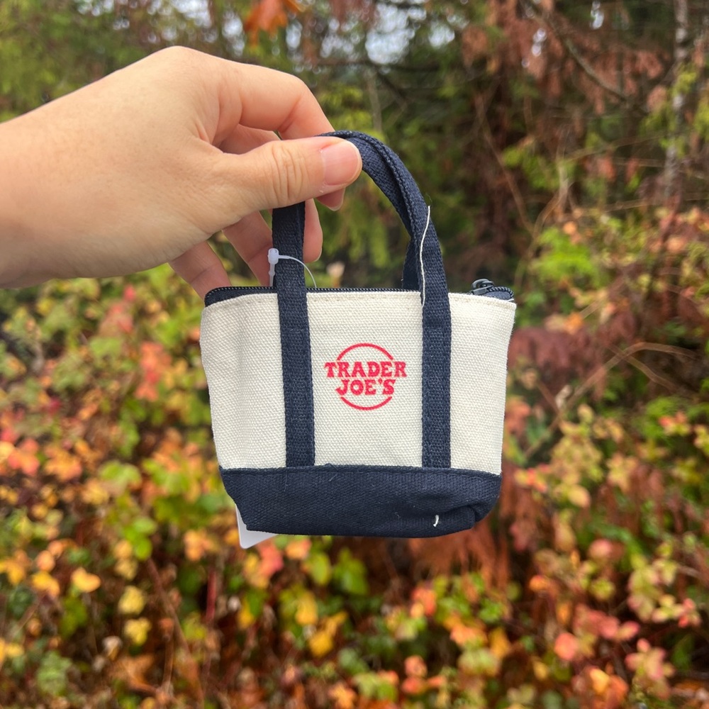 Trader Joe's Blue Micro Canvas Tote Bag